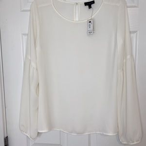 THE LIMITED White Lantern Sleeve Blouse